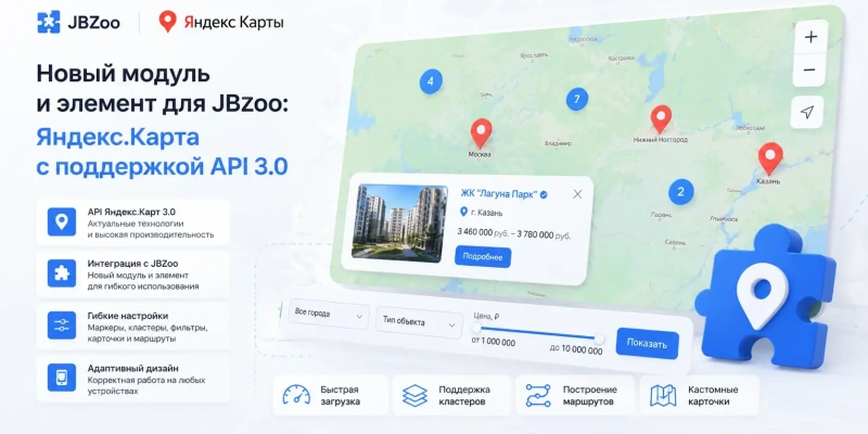 Новый модуль и элемент для JBZoo: Яндекс.Карта с поддержкой API 3.0