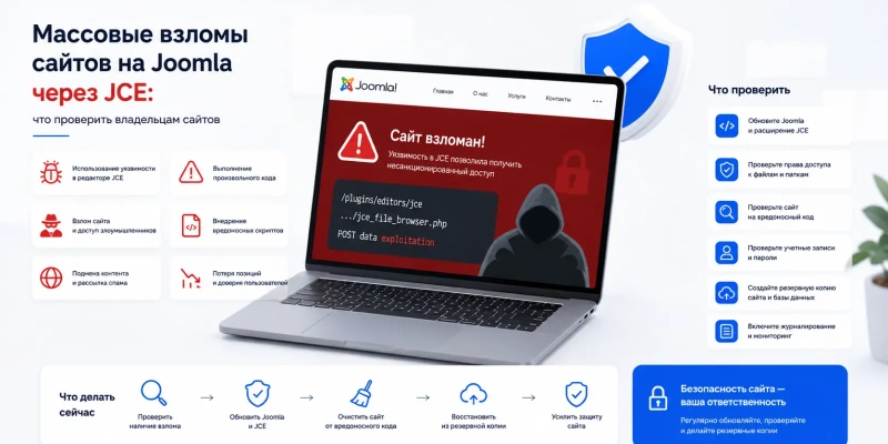 Массовые взломы сайтов на Joomla через JCE: что проверить владельцам сайтов